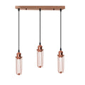 3 Head Rectangle Rose Gold Ceiling E27 Pendant Light with Wire Cage
