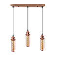 3 Head Rectangle Rose Gold Ceiling E27 Pendant Light with Wire Cage