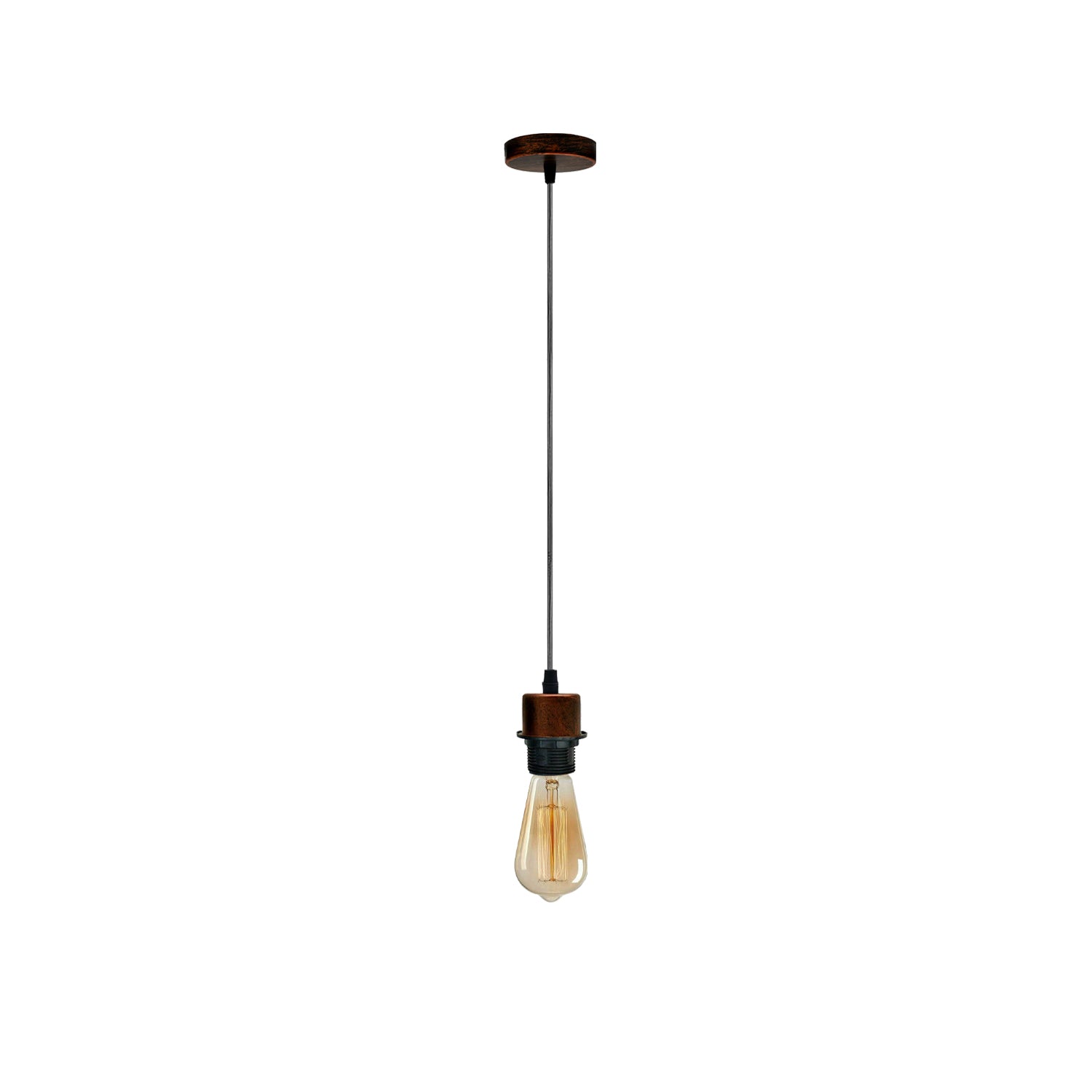 Industrial Rustic Red Pendant Light Fitting, Lampshade Addable E27 Lamp Holder UK