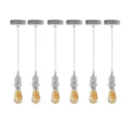 6 Pack Industrial Pendant Light Fitting, Lampshade Addable E27 Lamp White Holder