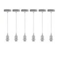 6 Pack Industrial Pendant Light Fitting, Lampshade Addable E27 Lamp White Holder