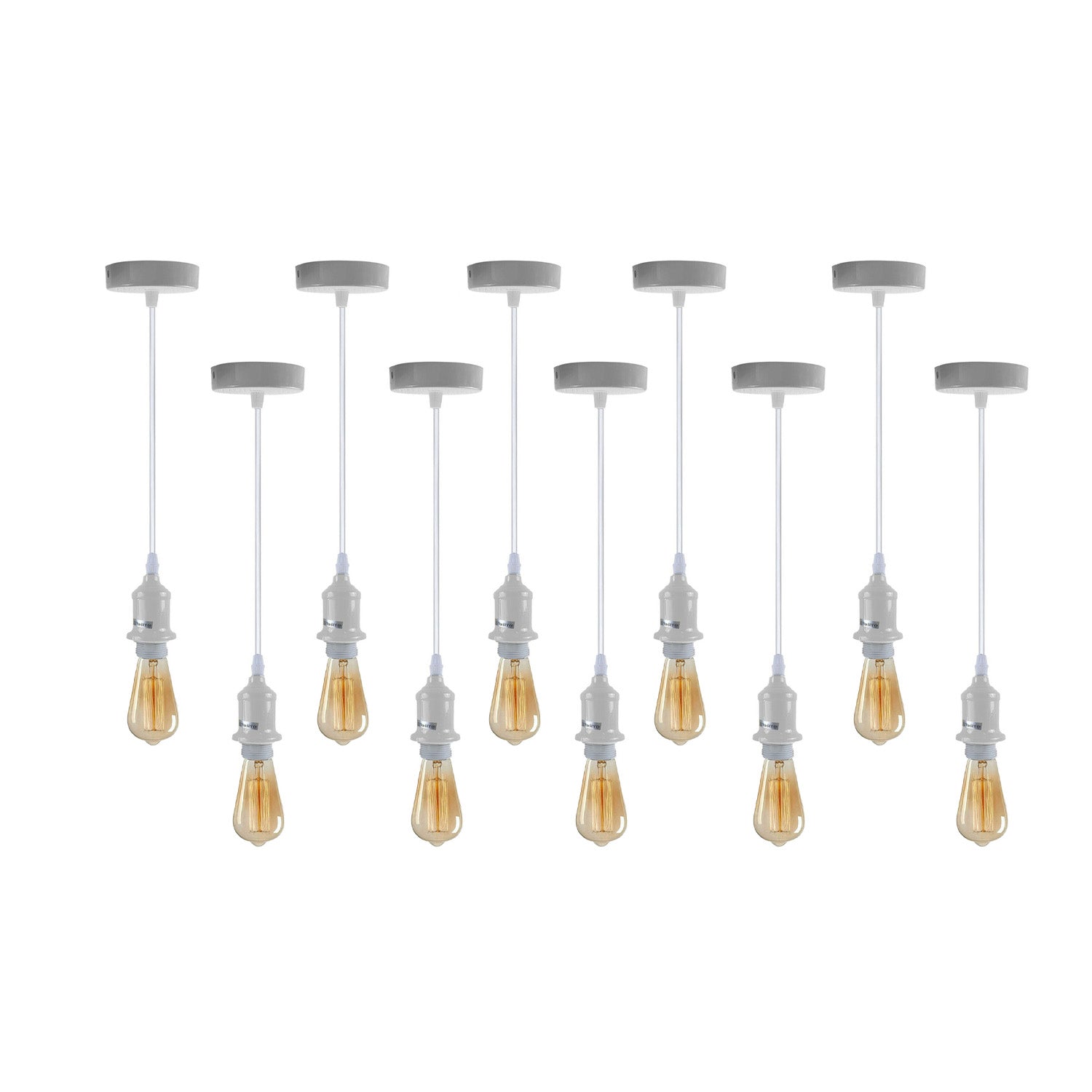 10 Pack Industrial Pendant Light Fitting, lampshade addable E27 Lamp Holder