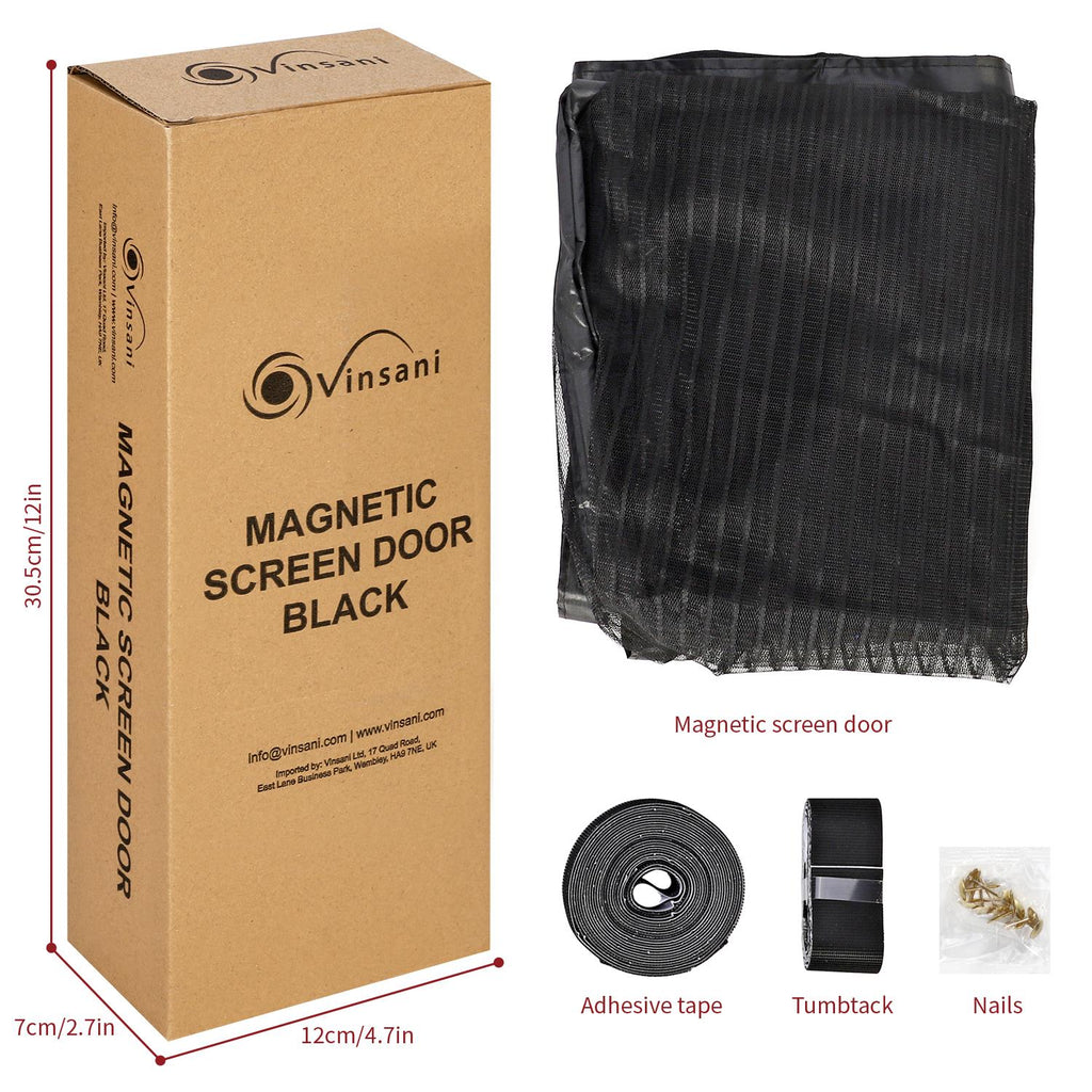 Vinsani Magnetic Screen Door Black