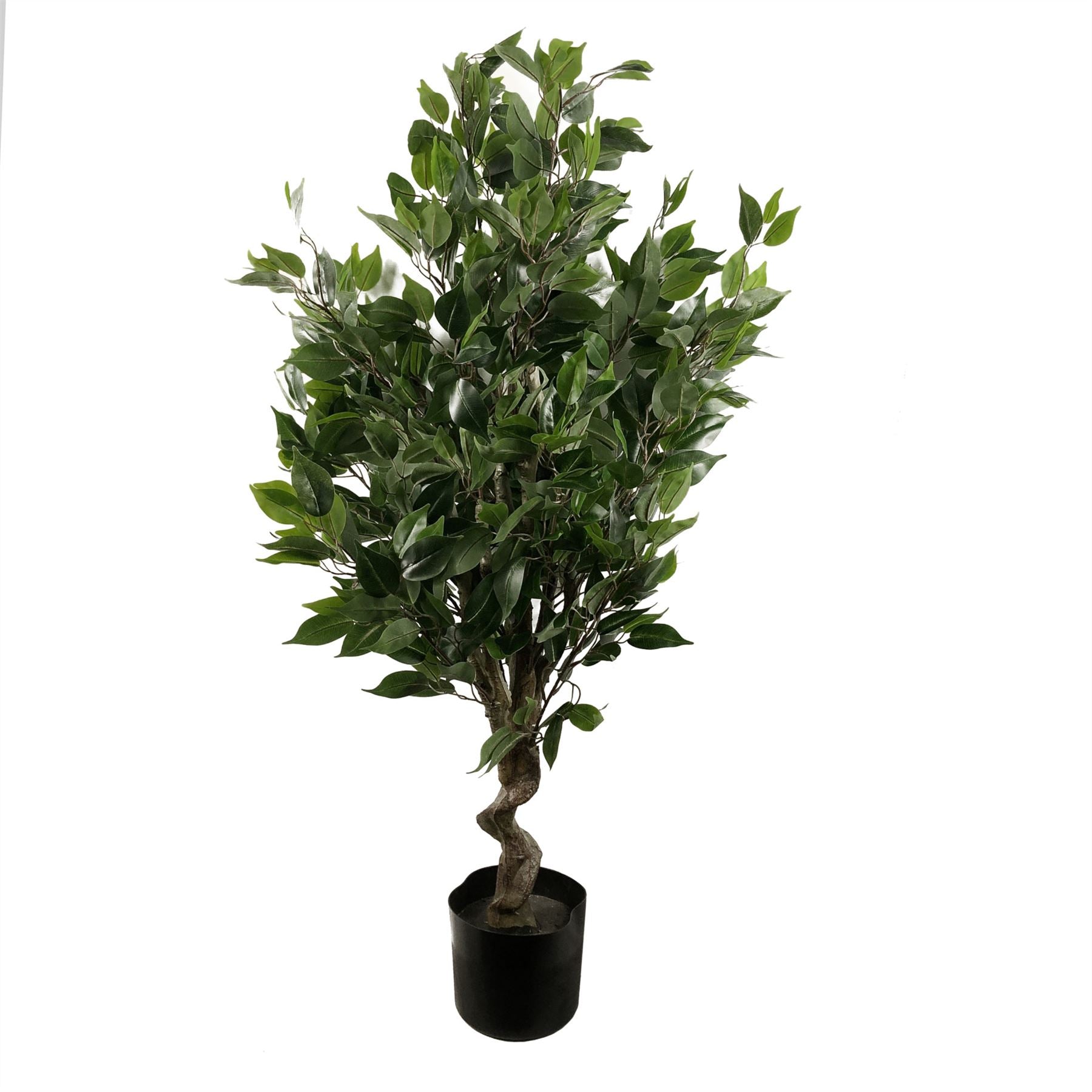 110cm Artificial Evergreen Twist Ficus Tree Gold Planter