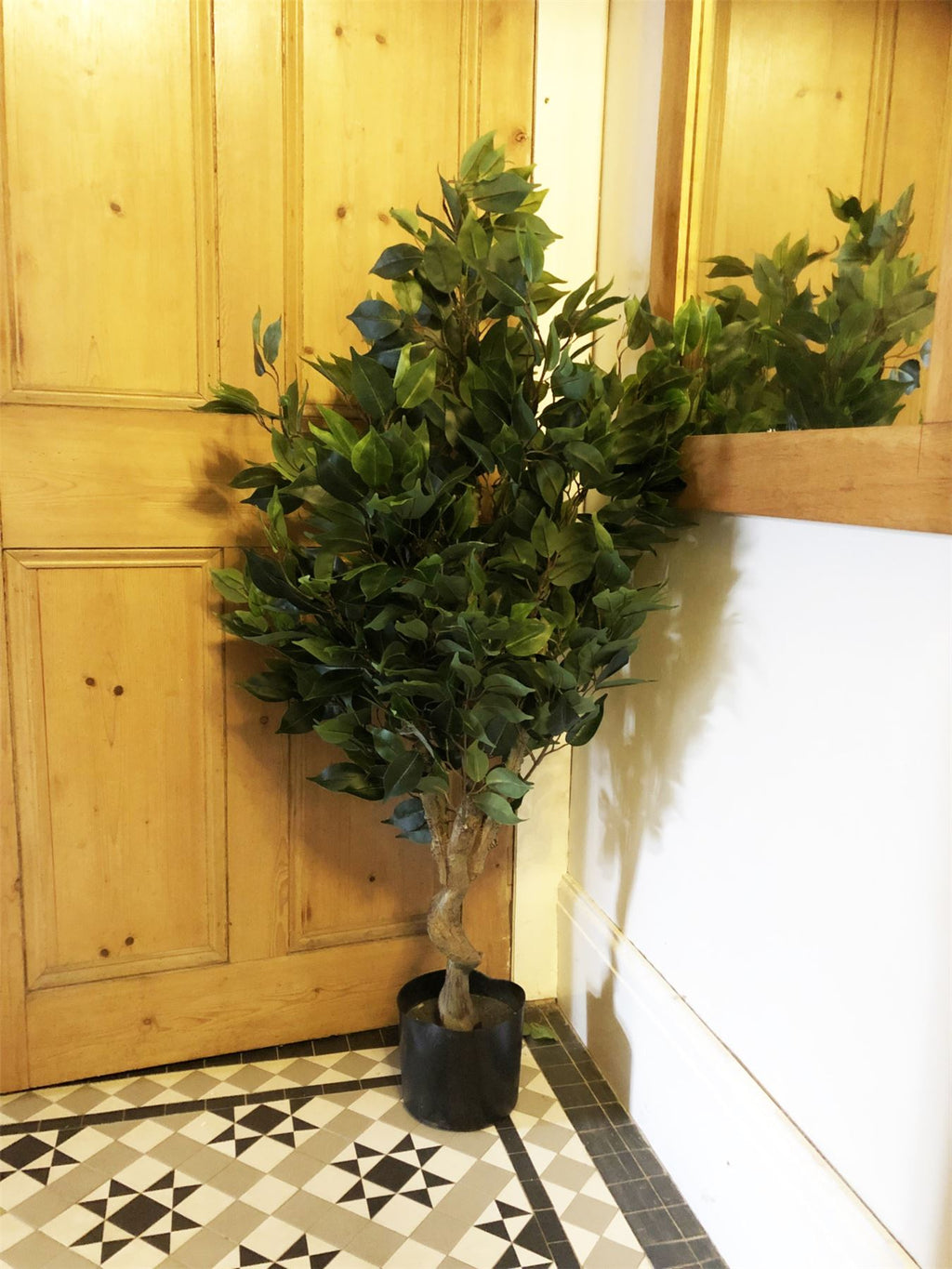 110cm Artificial Evergreen Twist Ficus Tree Gold Planter