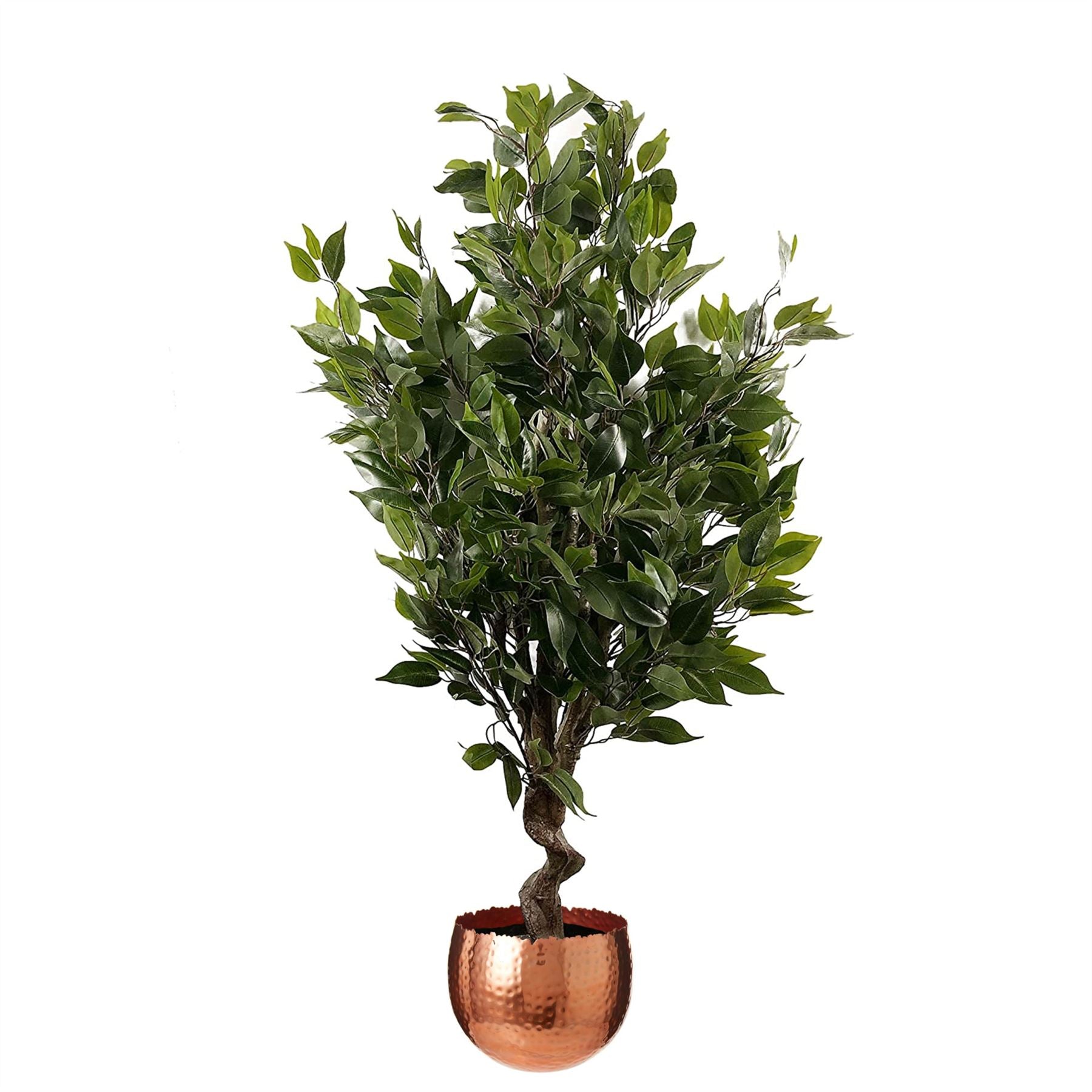 110cm Leaf Realistic Artificial Ficus Tree / Plant Copper Curve Planter