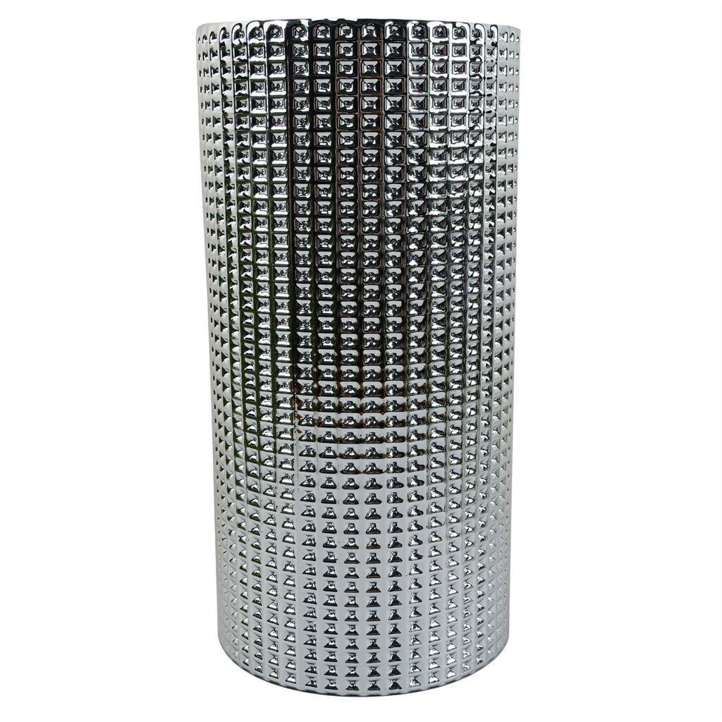 80cm Artificial Red Lily Arrangement Silver Glass Vase