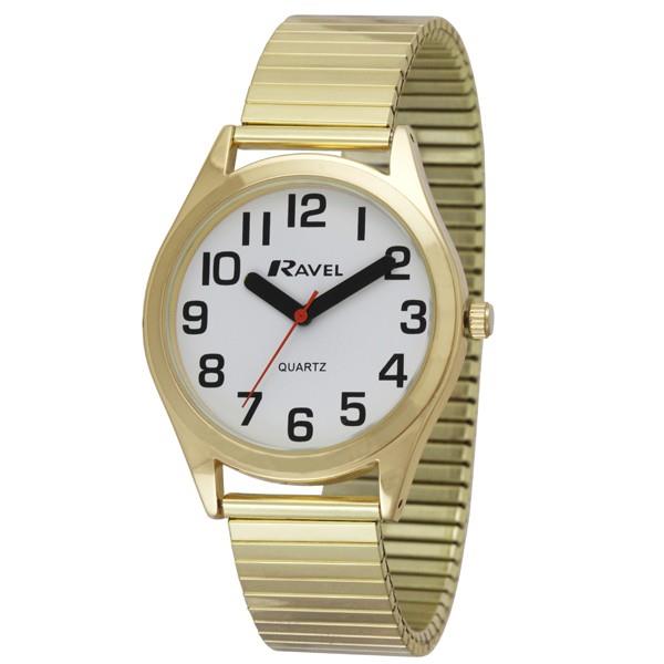 Ravel Men's Basic Bold Easy Read Expander Bracelet Watch Gilt R0225.02.1
