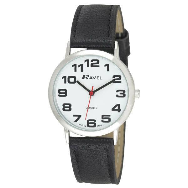Ravel Men's Basic White Dial Black Leather Strap Watch R0105.06.1A
