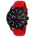 Henley Men's Multi Eye Black Dial With Sports Large Red Silicone Strap Watch H02222.10