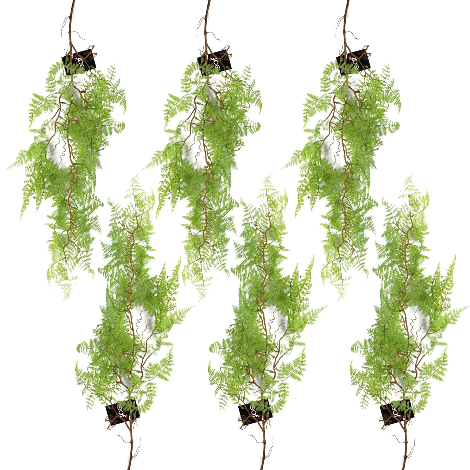 6 x 100cm Artificial Hanging Maidenhair Fern Plant Light Green