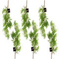 6 x 100cm Artificial Hanging Maidenhair Fern Plant Dark Green