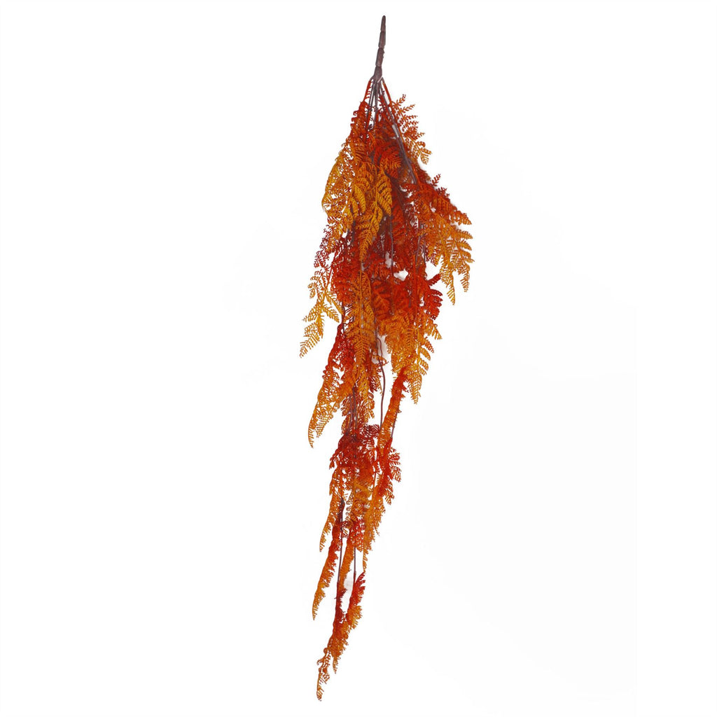 6 x 100cm Artificial Hanging Maidenhair Fern Plant Autumn Orange
