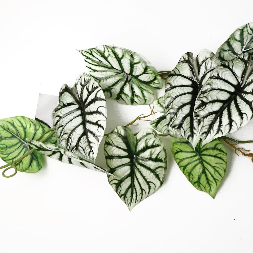 6 x 120cm Artificial Hanging Trailing Plant Alocasia Dragon Scale Light