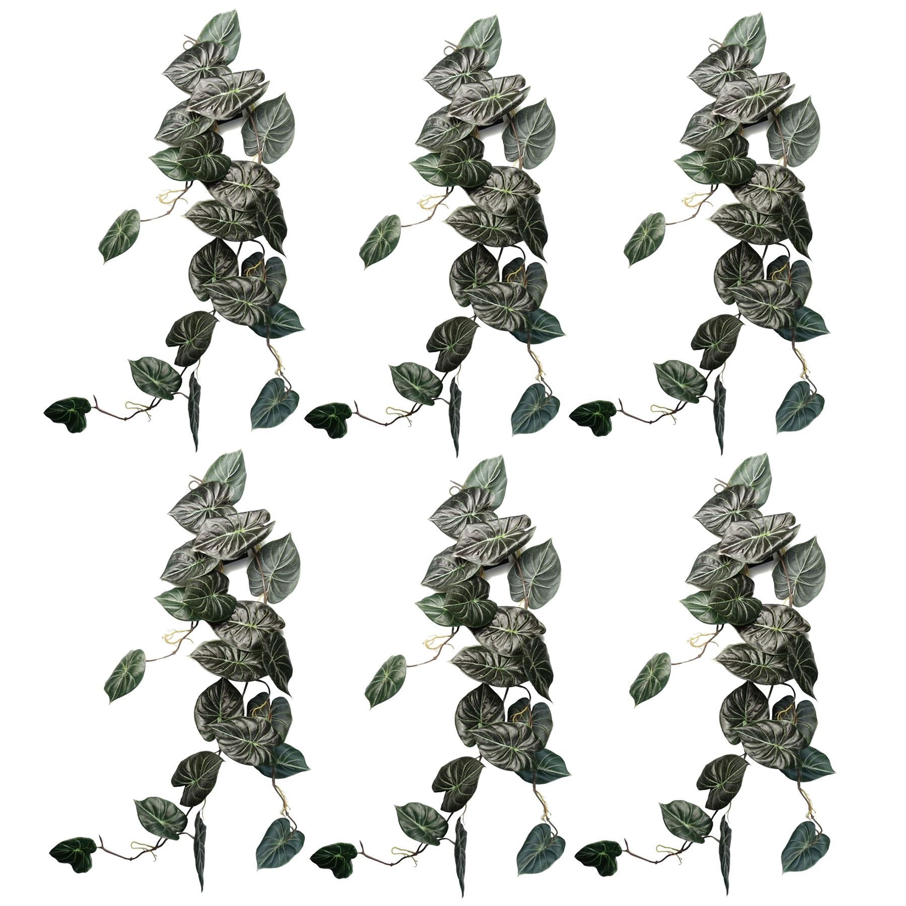 6 x 120cm Artificial Hanging Trailing Plant Alocasia Dragon Scale Dark