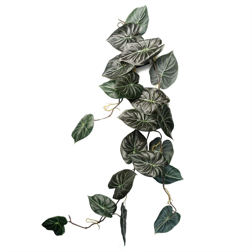 6 x 120cm Artificial Hanging Trailing Plant Alocasia Dragon Scale Dark