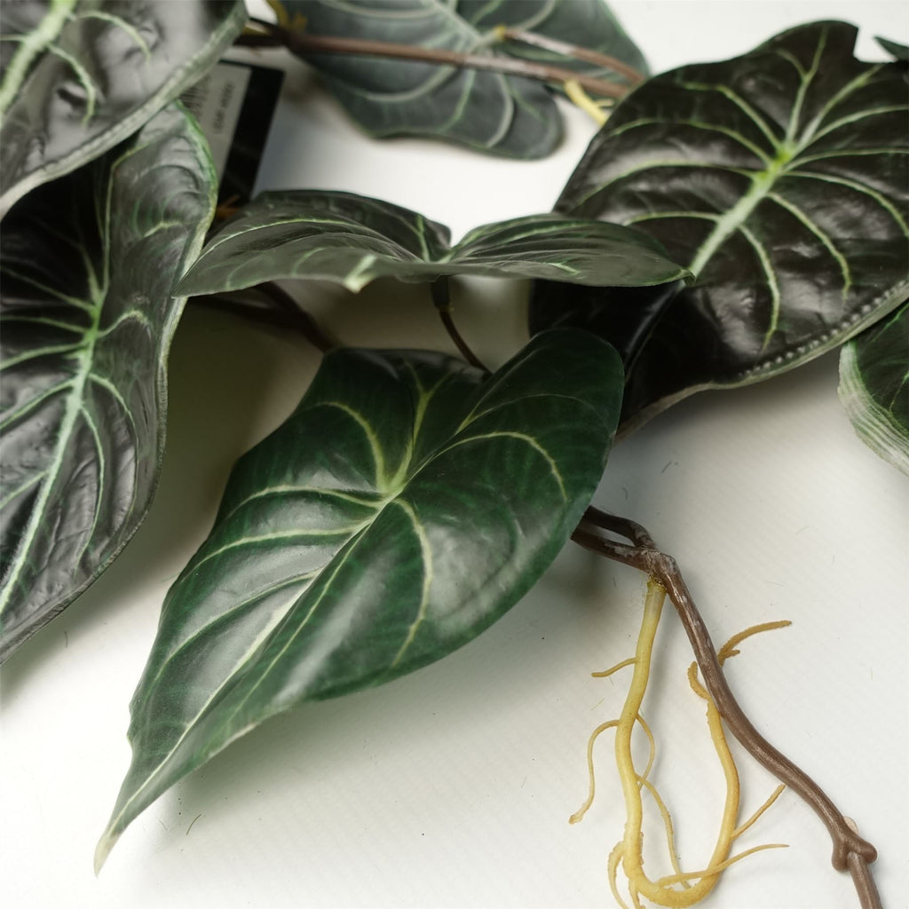 6 x 120cm Artificial Hanging Trailing Plant Alocasia Dragon Scale Dark