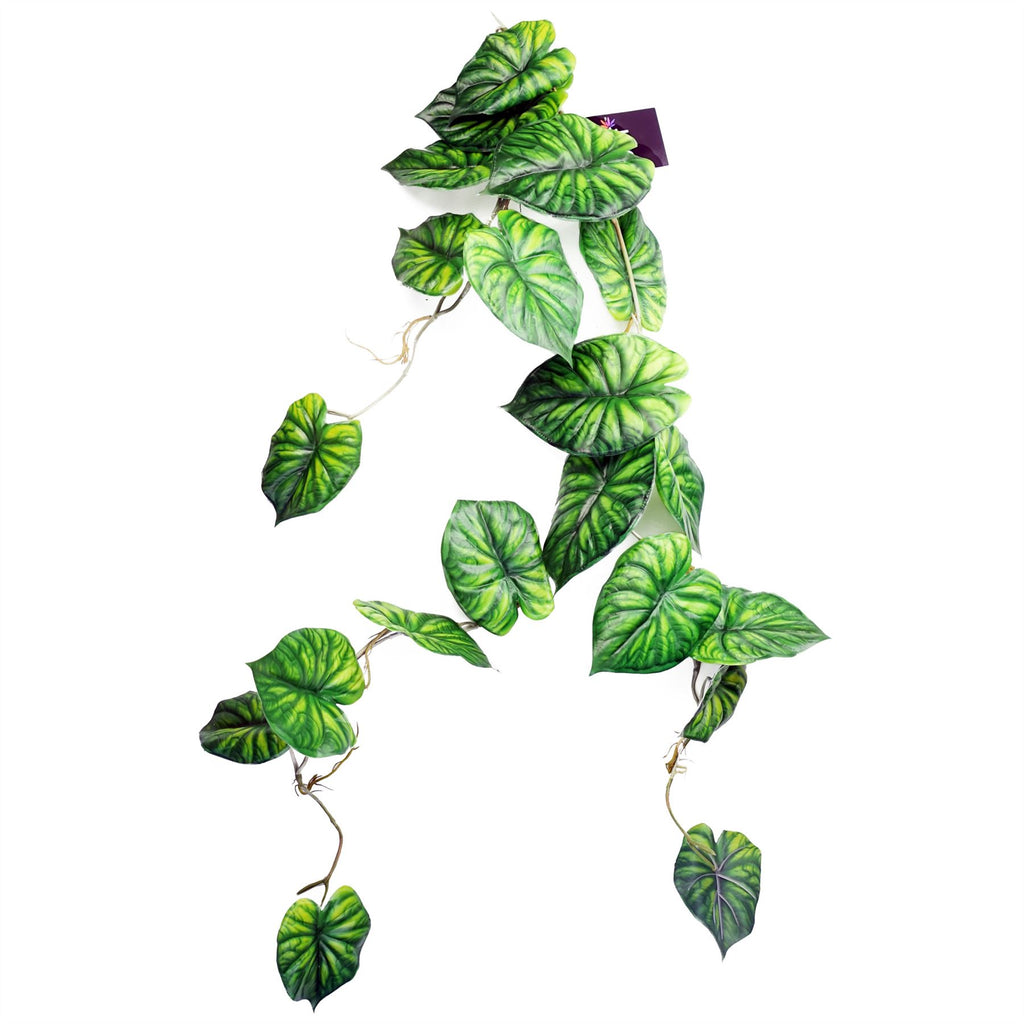 6 x 120cm Artificial Hanging Trailing Plant Alocasia Dragon Scale Green