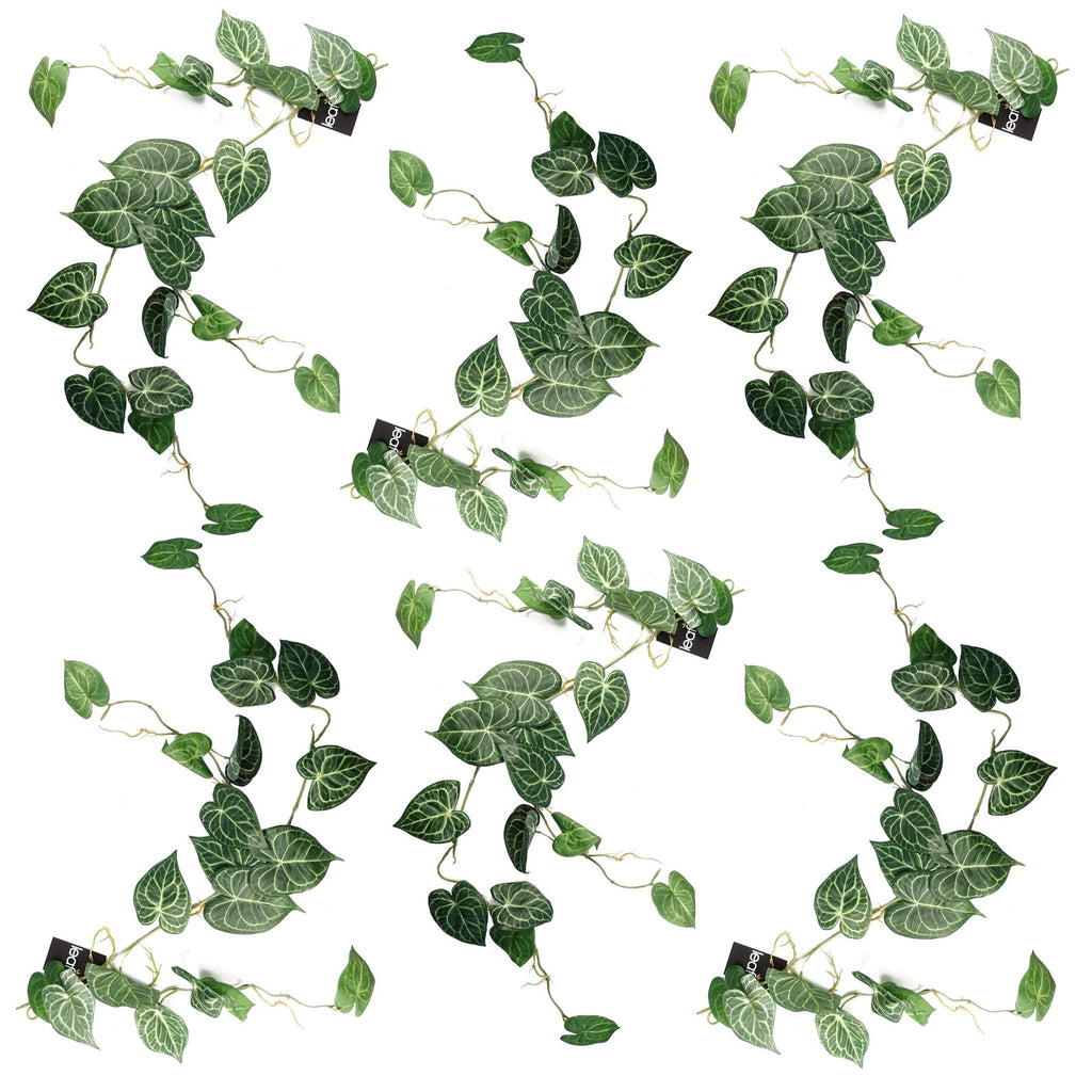 6 x 100cm Artificial Hanging Trailing Rounded Ivy Plant