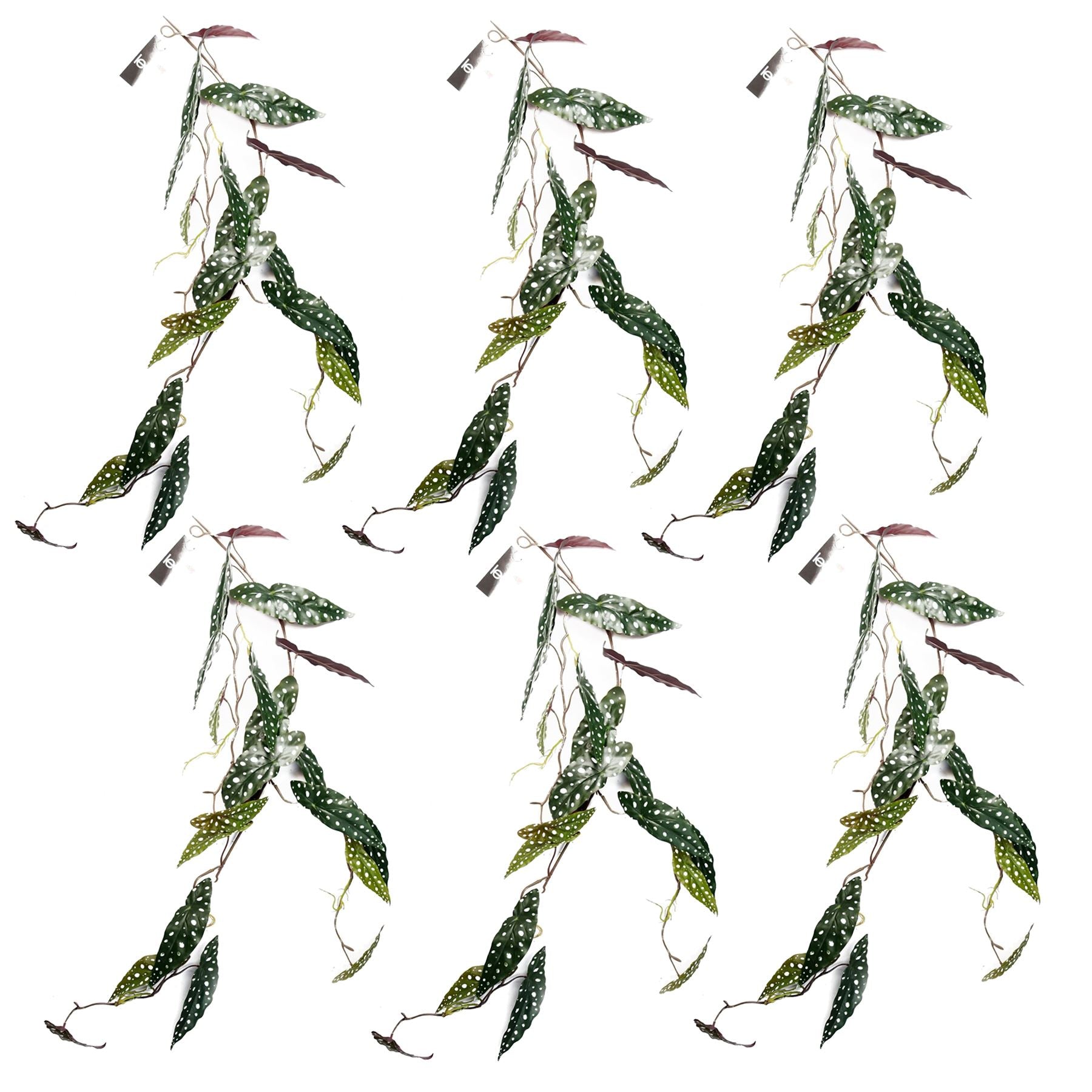 6 x 110cm Artificial Hanging Trailing Begonia Maculata Spotted Plant