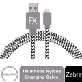 Aquarius Nylon USB Zebra Designed Wire Braided Charging Phone Cable, 1 Meter