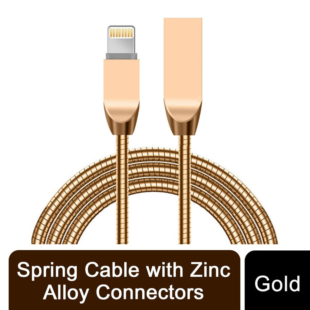 Spring Cable with Zinc Alloy Connectors - Gold
