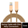 Spring Cable with Zinc Alloy Connectors - Gold