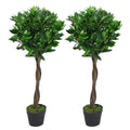 Pair of 90cm (3ft) Twisted Stem Artificial Topiary Bay Laurel Ball Trees
