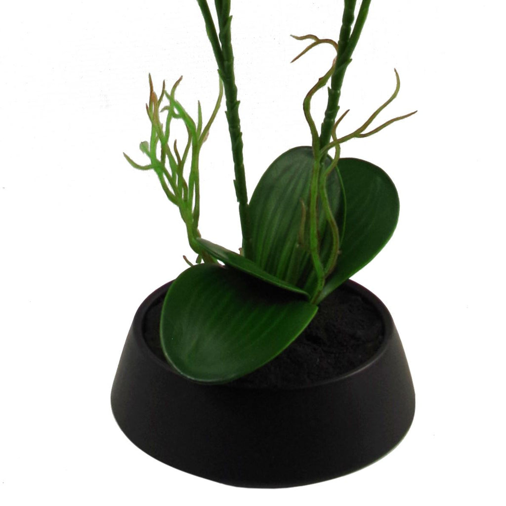 43cm Large Pink Yellow Artificial Orchid in Ceramic Planter