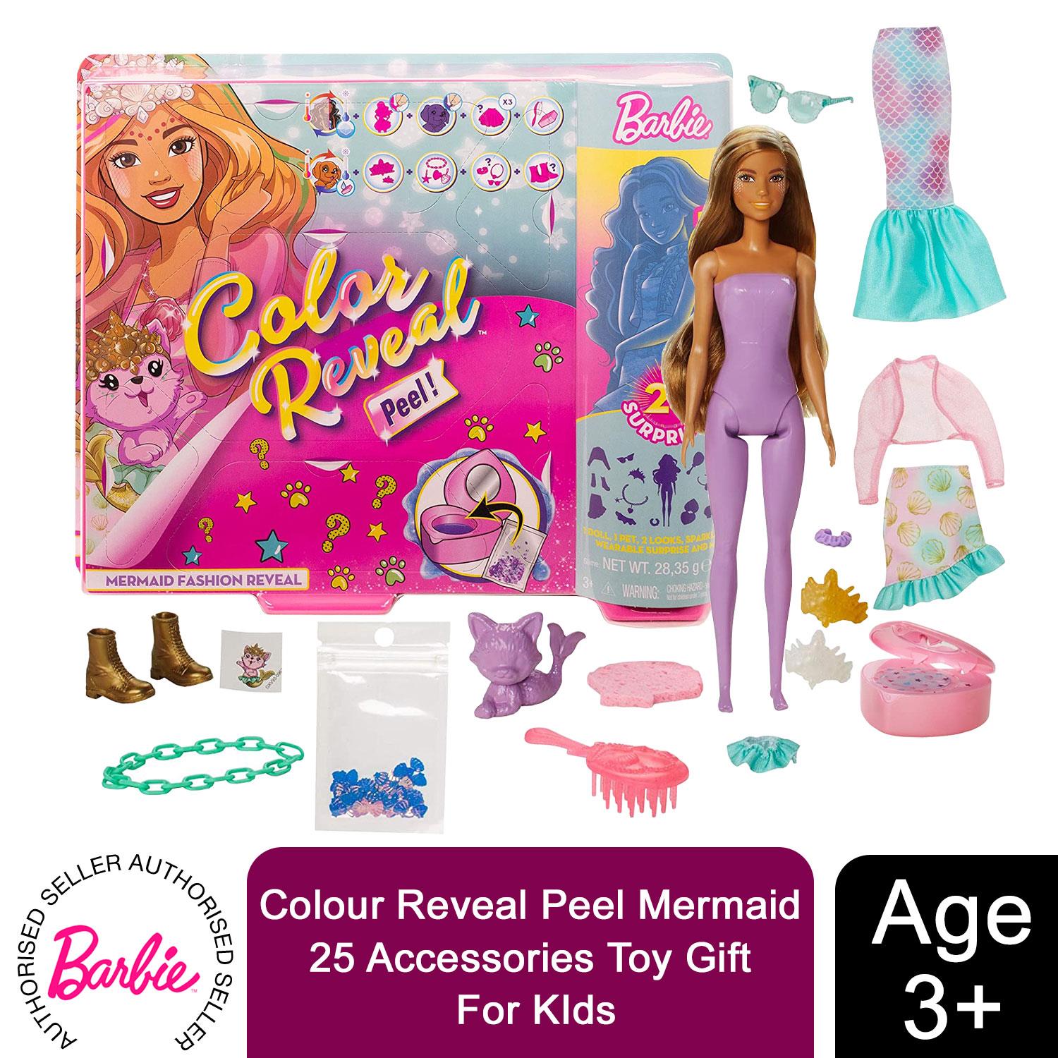 Barbie Doll Colour Reveal Peel Mermaid 25 Accessories Toy Gift For KIds GXV93