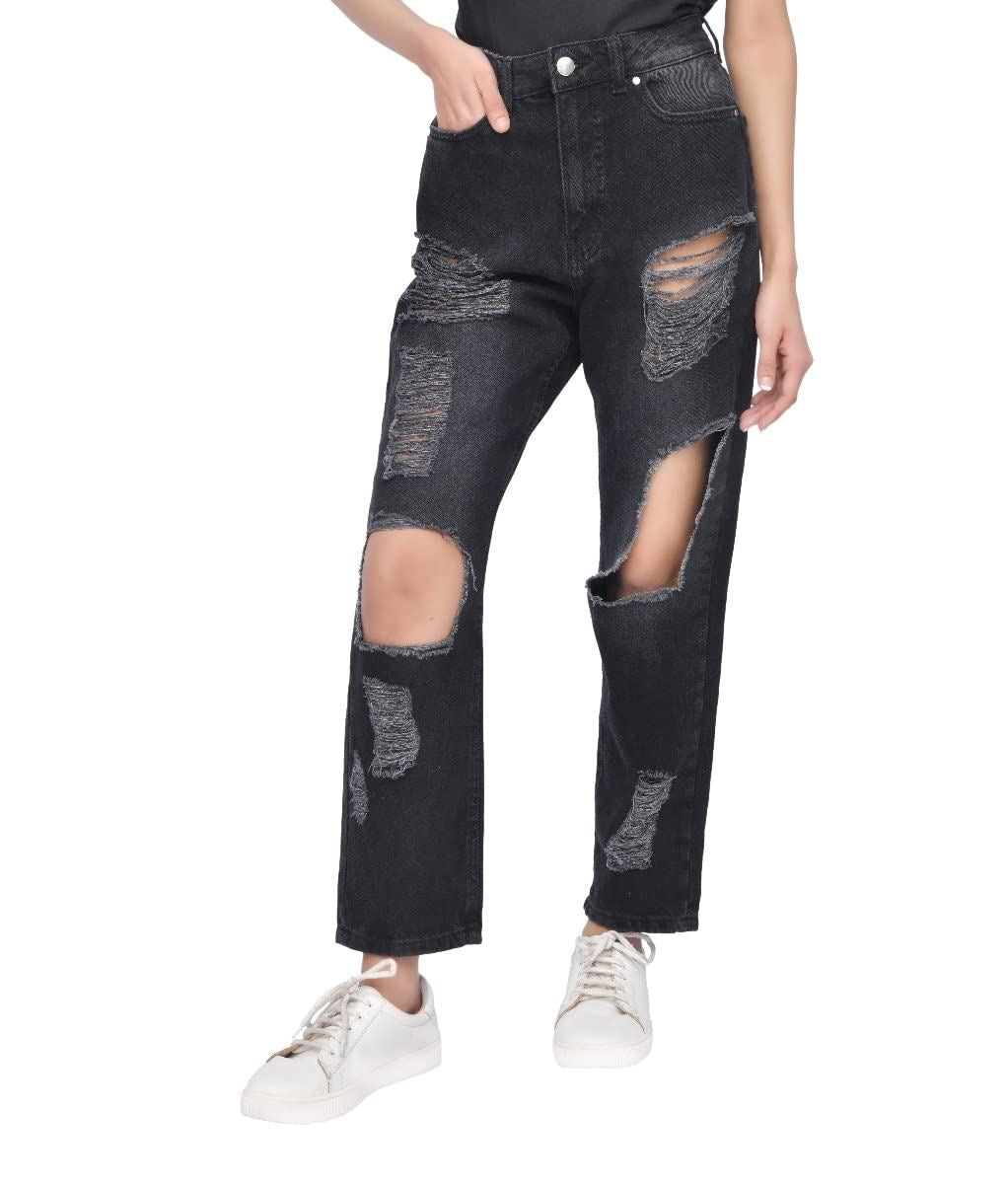 Multi Rip Mom Jean Black 16