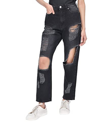 Multi Rip Mom Jean Black 16