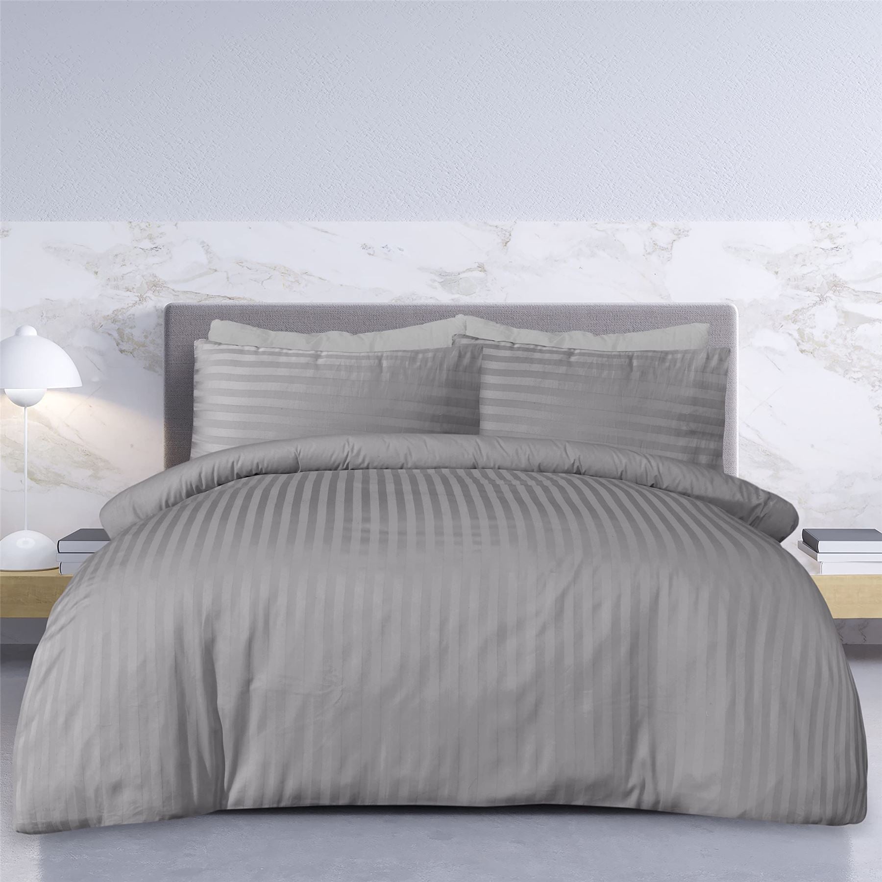 Sateen Stripe Grey Duvet Set SB