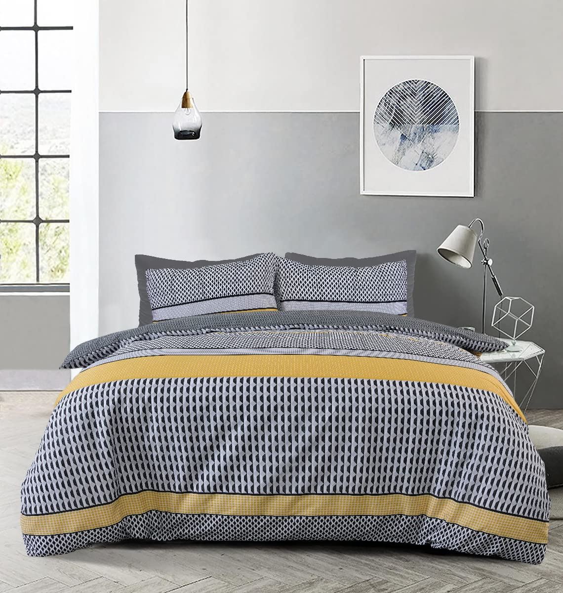 Stripe Geo Mono Duv Set Single