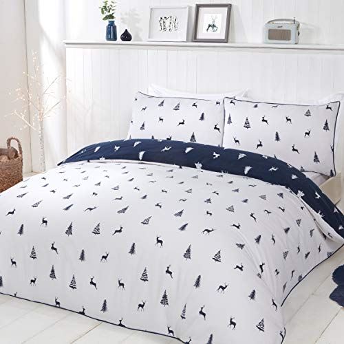 Ditsy Stags & Trees Navy Duvet Set SK
