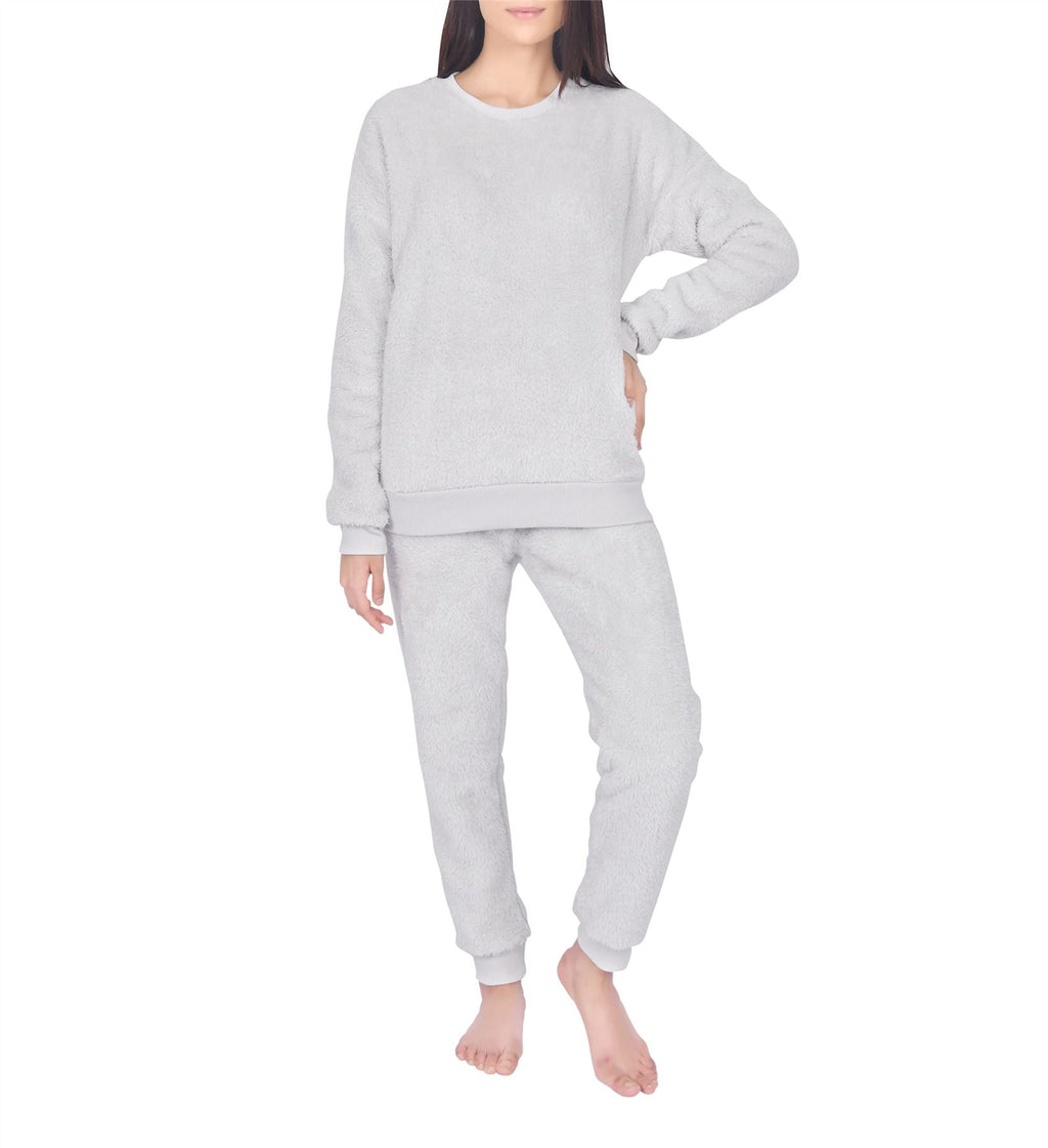Ladies Teddy Fleece Pjs Grey Medium