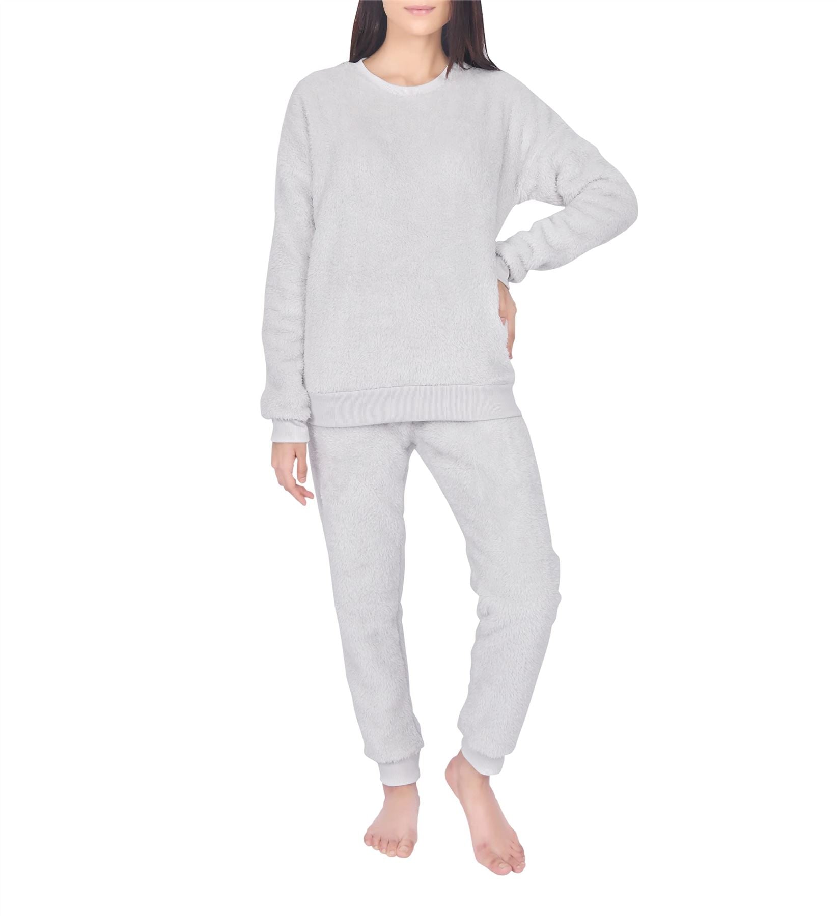 Ladies Teddy Fleece Pjs Grey Medium