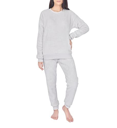 Ladies Teddy Fleece Pjs Grey Medium
