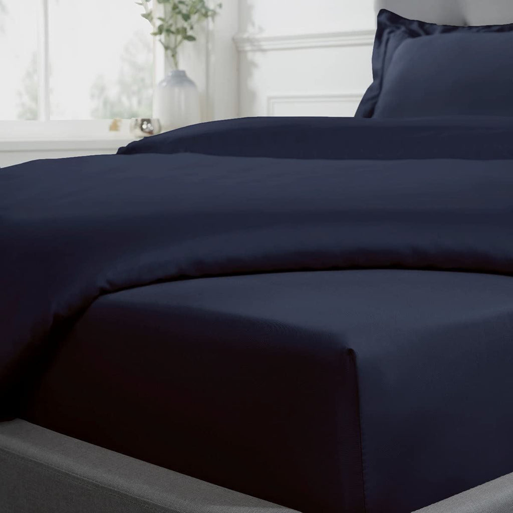 T300 Ctn Sateen Fit Sht 25cm Navy SB