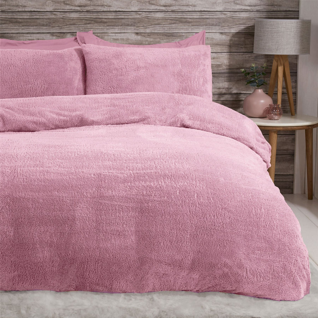 Teddy Duvet Set Mauve Single