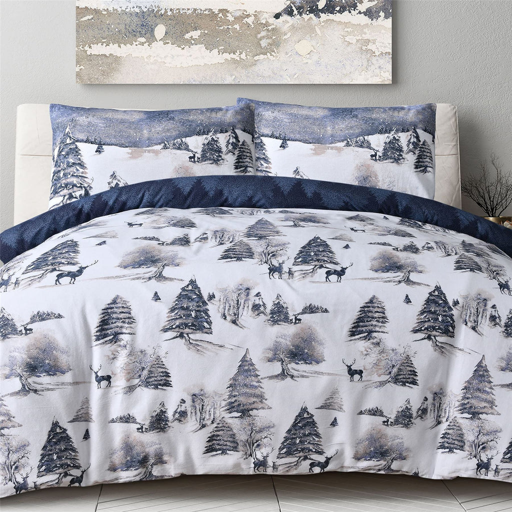 Winter Scene Duvet Set Navy DB