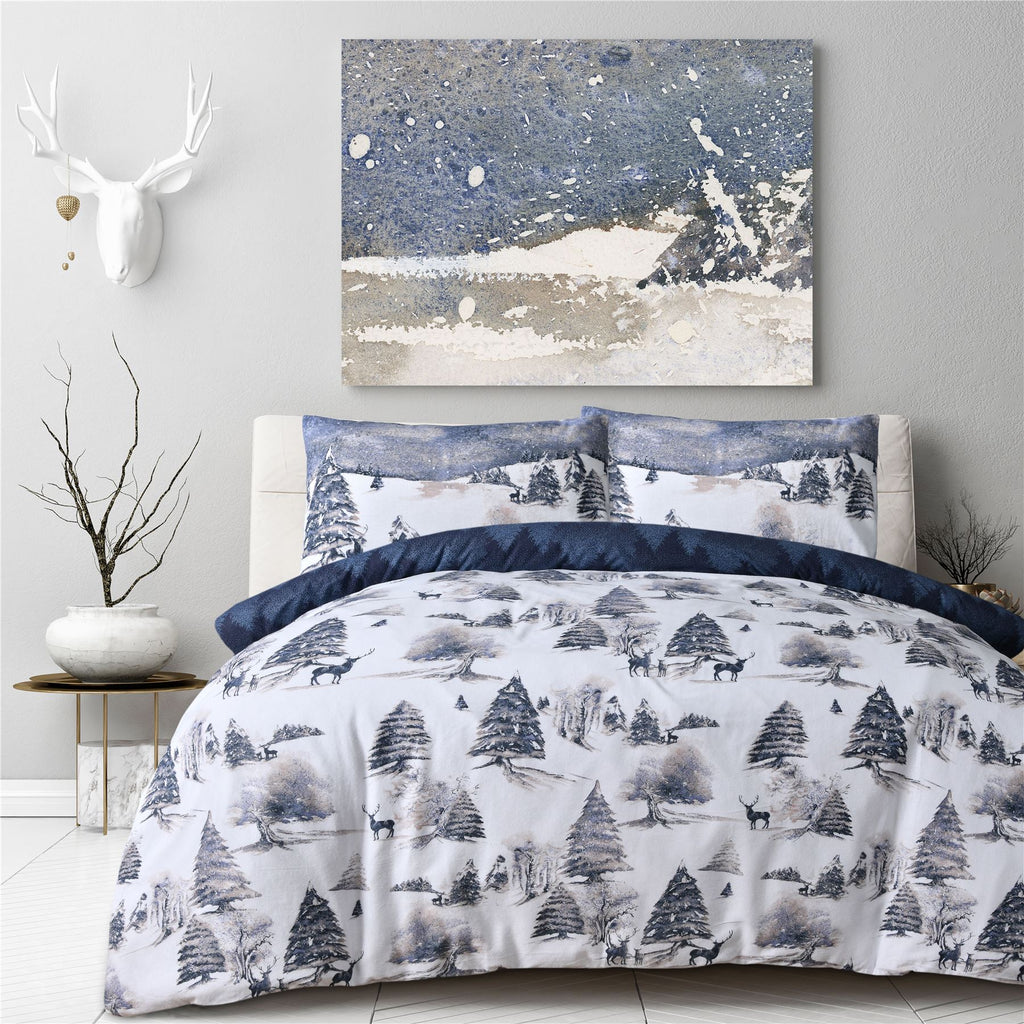 Winter Scene Duvet Set Navy DB