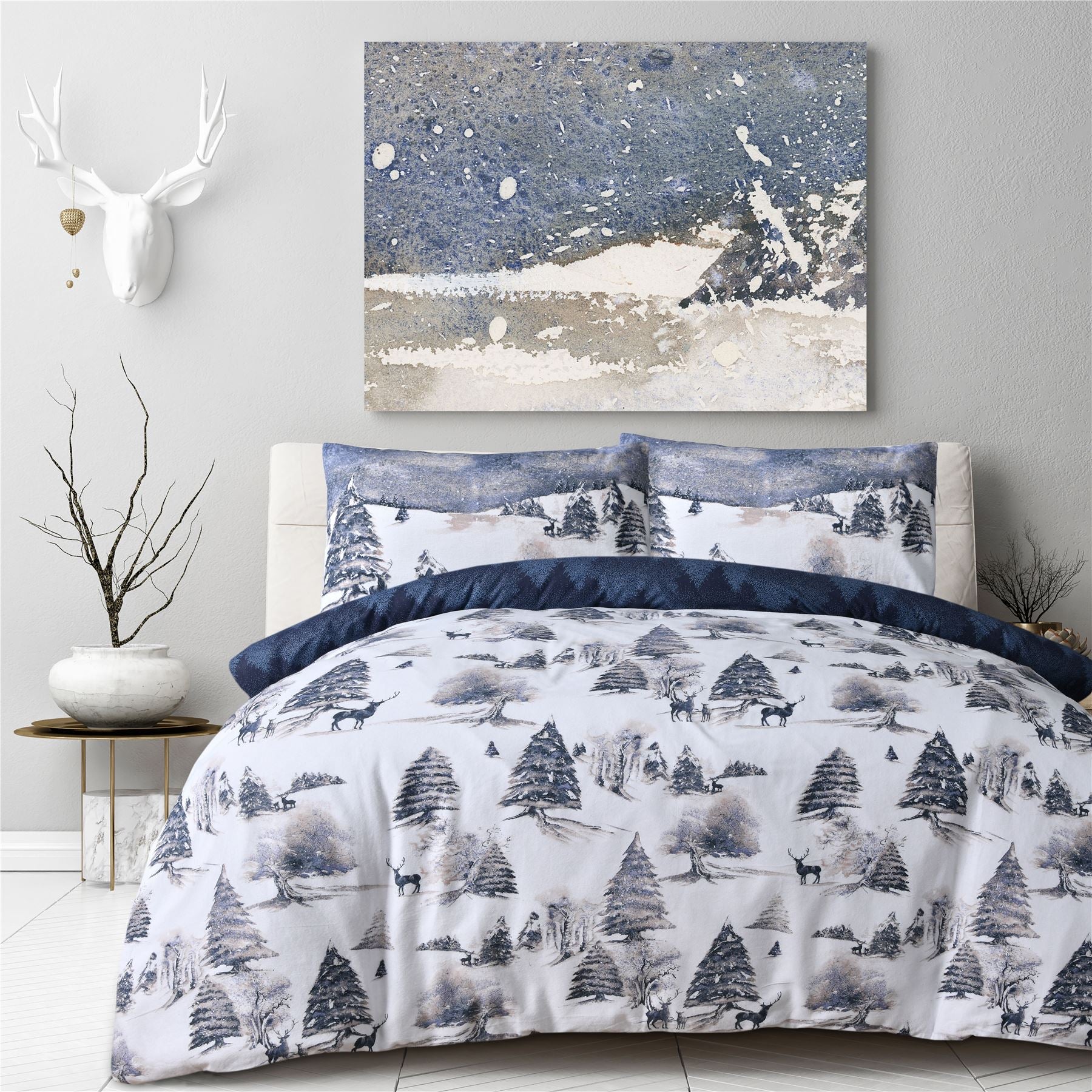 Winter Scene Duvet Set Navy DB