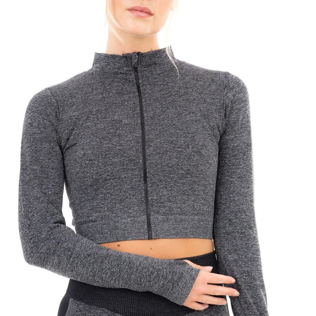 Marl With Rib Seamless Jacket Black M