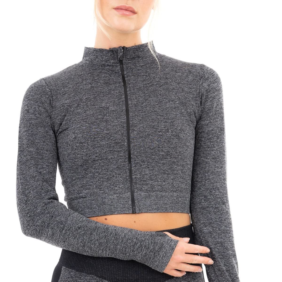 Marl With Rib Seamless Jacket Black M