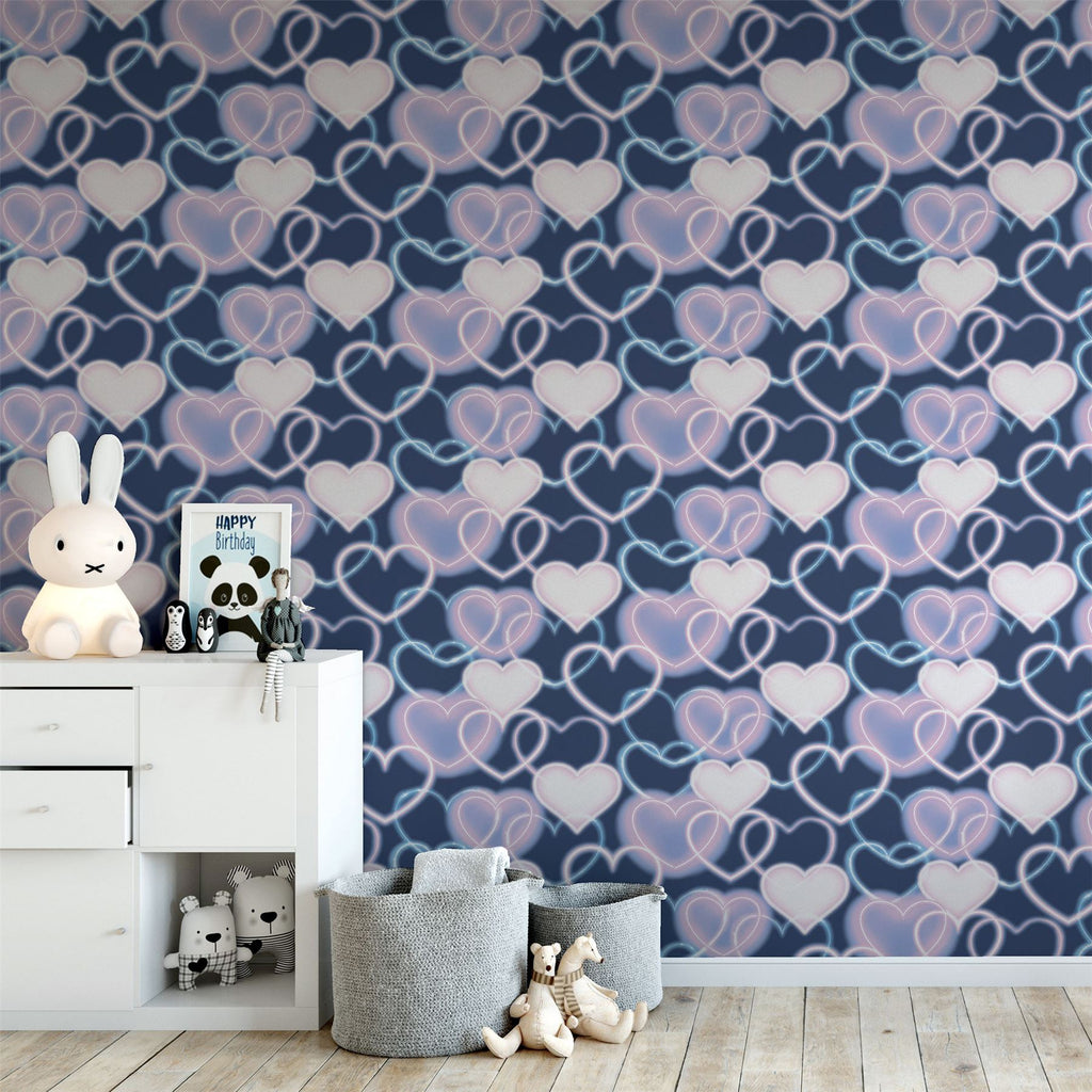 Neon Heart Wall Navy Pink sw12