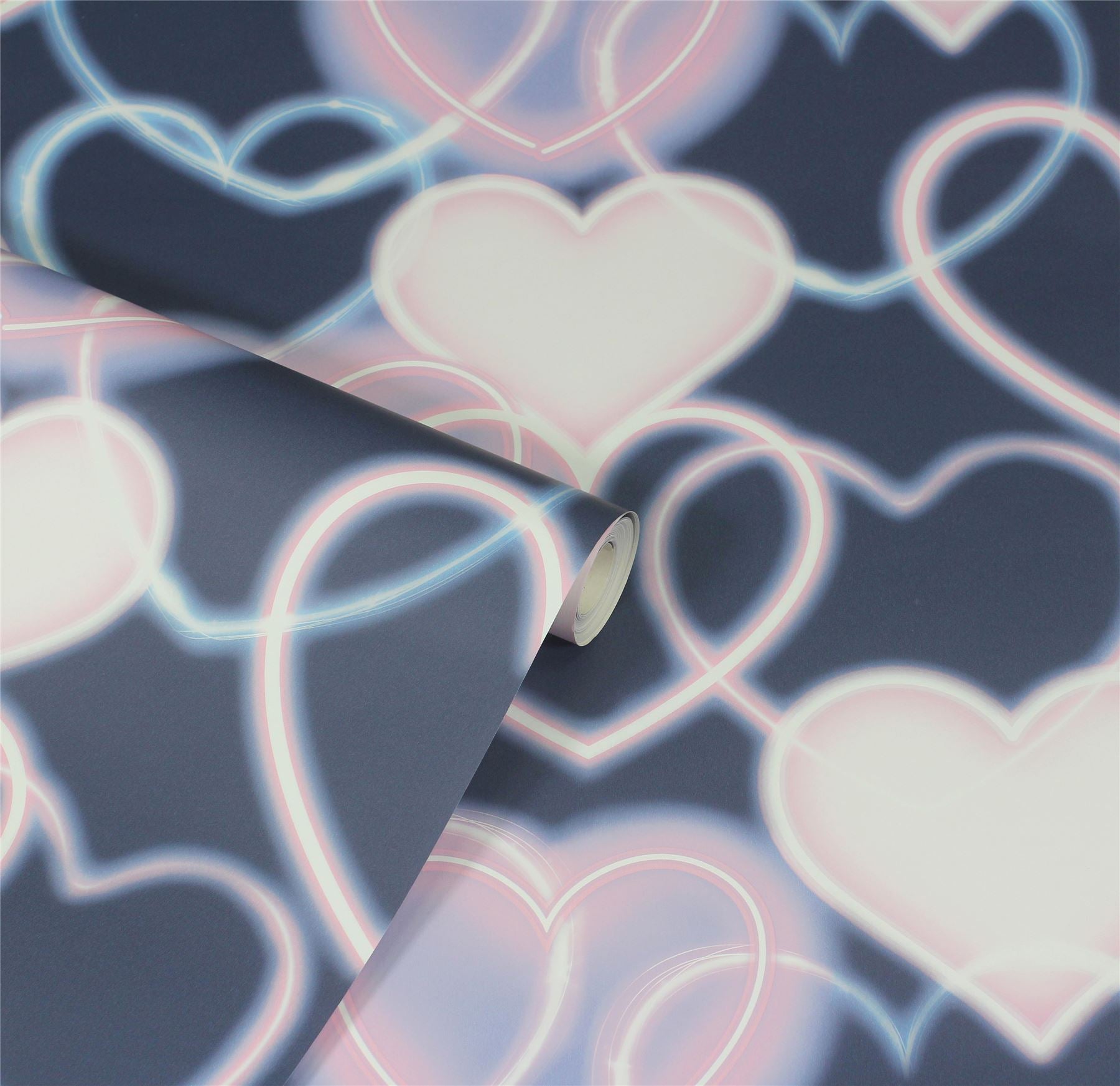 Neon Heart Wall Navy Pink sw12