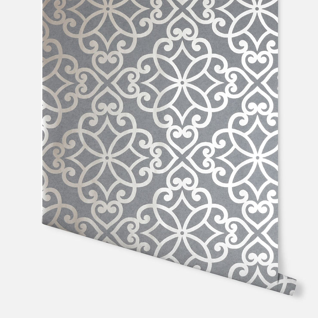 Ornate Motif Charcoal/Rose Gold sw12