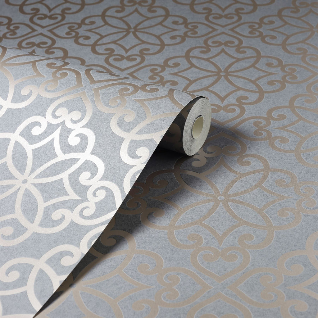 Ornate Motif Charcoal/Rose Gold sw12