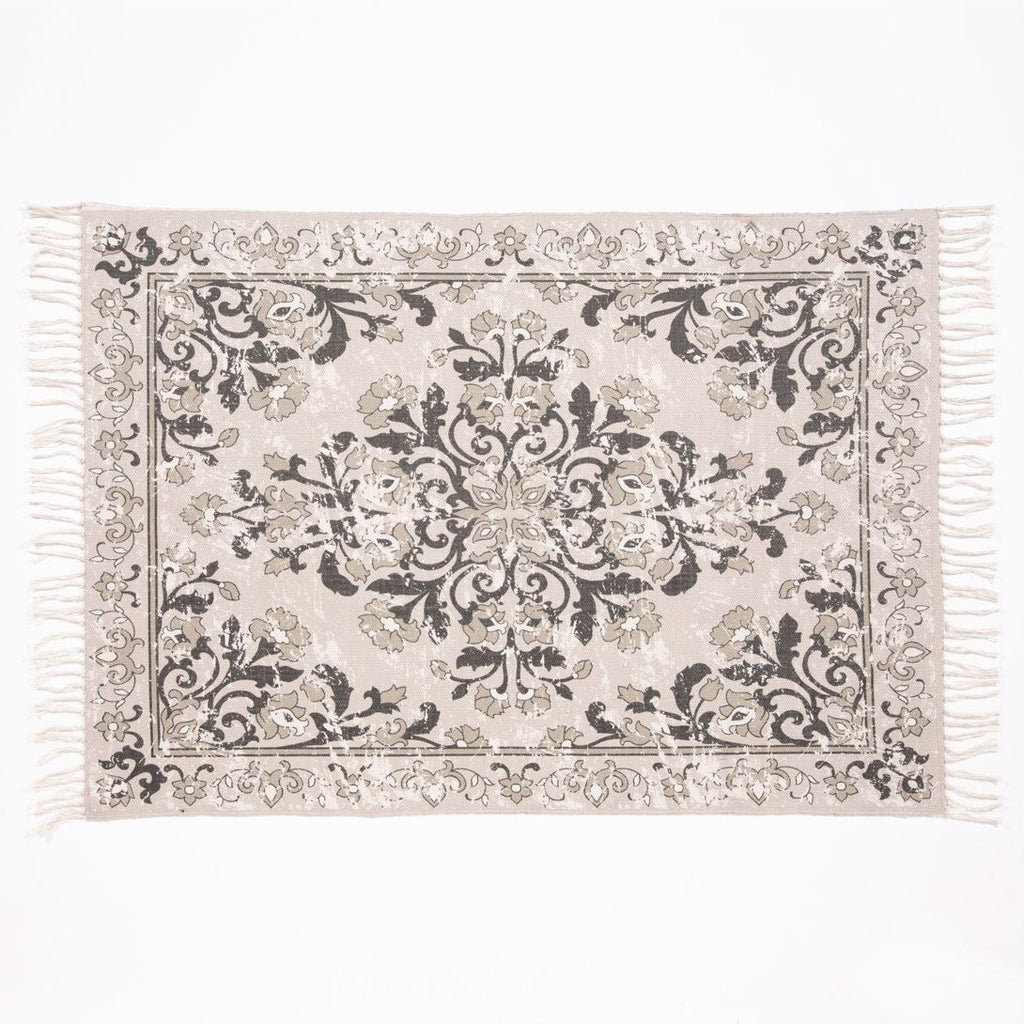 Kew Antique Printed 120x170cm Grey Rug with Tassel